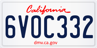 CA license plate 6VOC332