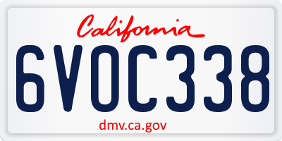 CA license plate 6VOC338