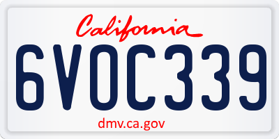 CA license plate 6VOC339