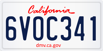 CA license plate 6VOC341