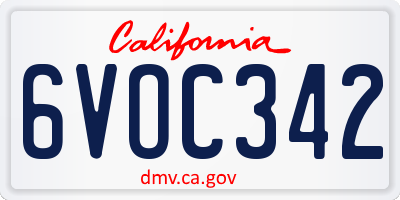 CA license plate 6VOC342