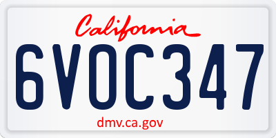 CA license plate 6VOC347