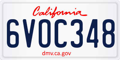 CA license plate 6VOC348