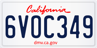 CA license plate 6VOC349
