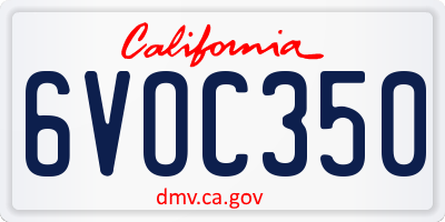 CA license plate 6VOC350