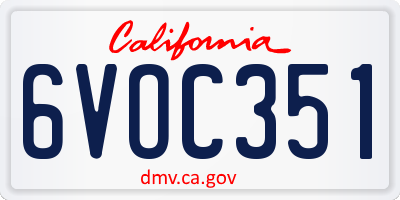CA license plate 6VOC351