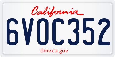 CA license plate 6VOC352