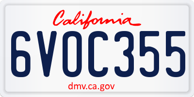 CA license plate 6VOC355