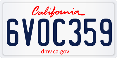 CA license plate 6VOC359