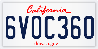CA license plate 6VOC360