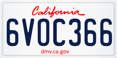 CA license plate 6VOC366