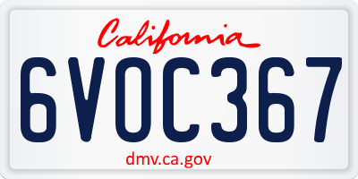 CA license plate 6VOC367