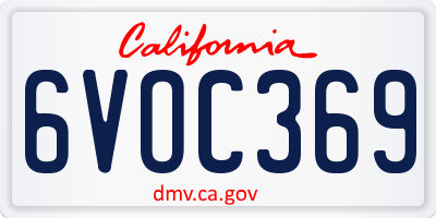 CA license plate 6VOC369