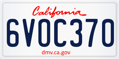 CA license plate 6VOC370