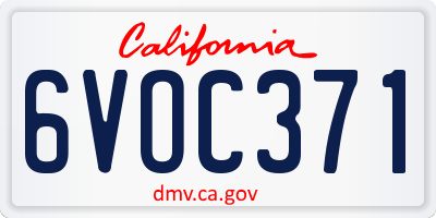 CA license plate 6VOC371