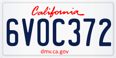 CA license plate 6VOC372