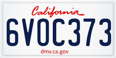CA license plate 6VOC373