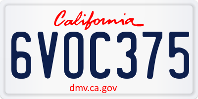 CA license plate 6VOC375