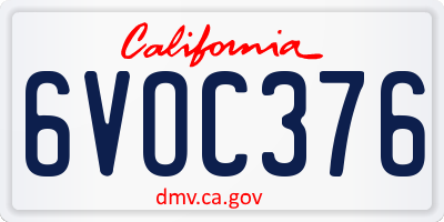CA license plate 6VOC376