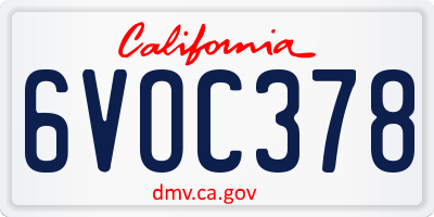 CA license plate 6VOC378