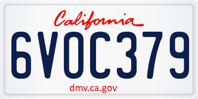 CA license plate 6VOC379