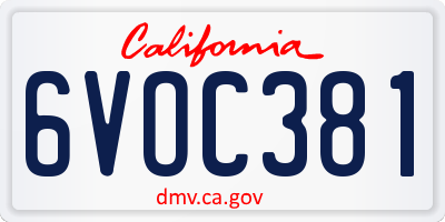 CA license plate 6VOC381