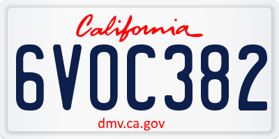 CA license plate 6VOC382