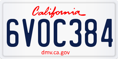 CA license plate 6VOC384