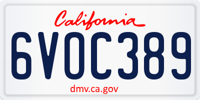 CA license plate 6VOC389