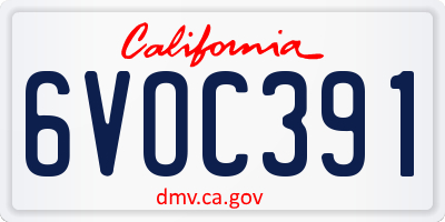CA license plate 6VOC391