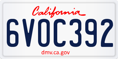 CA license plate 6VOC392
