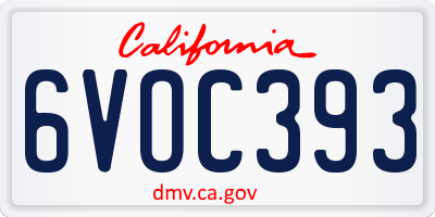 CA license plate 6VOC393