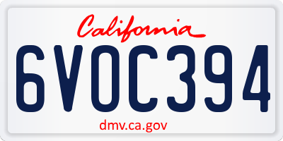CA license plate 6VOC394