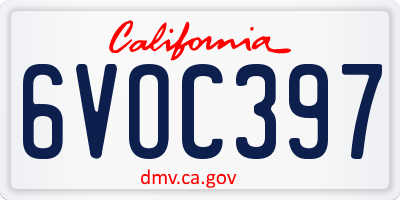 CA license plate 6VOC397