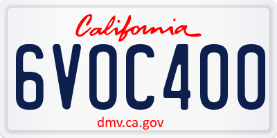 CA license plate 6VOC400