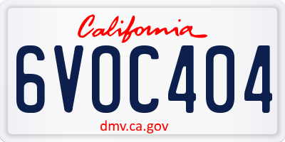 CA license plate 6VOC404
