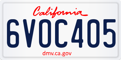 CA license plate 6VOC405