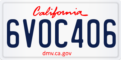 CA license plate 6VOC406
