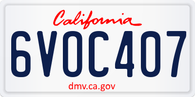 CA license plate 6VOC407