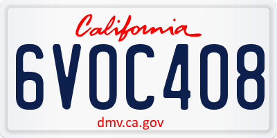 CA license plate 6VOC408