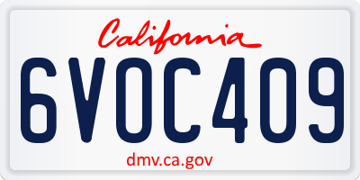 CA license plate 6VOC409