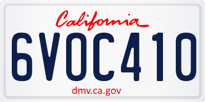 CA license plate 6VOC410