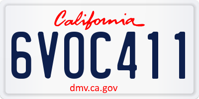 CA license plate 6VOC411