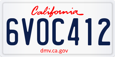 CA license plate 6VOC412
