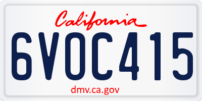 CA license plate 6VOC415