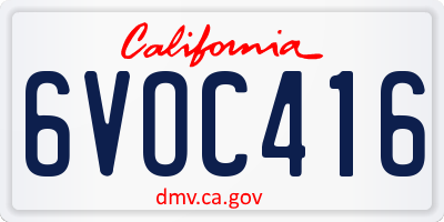 CA license plate 6VOC416