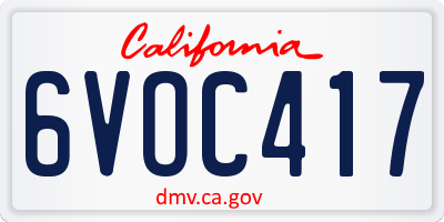 CA license plate 6VOC417