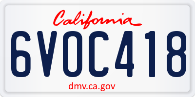 CA license plate 6VOC418