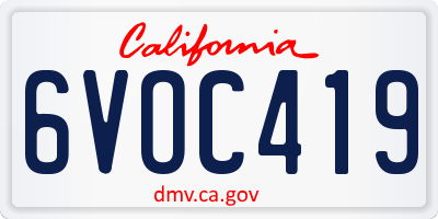 CA license plate 6VOC419