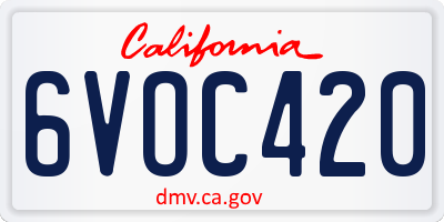 CA license plate 6VOC420